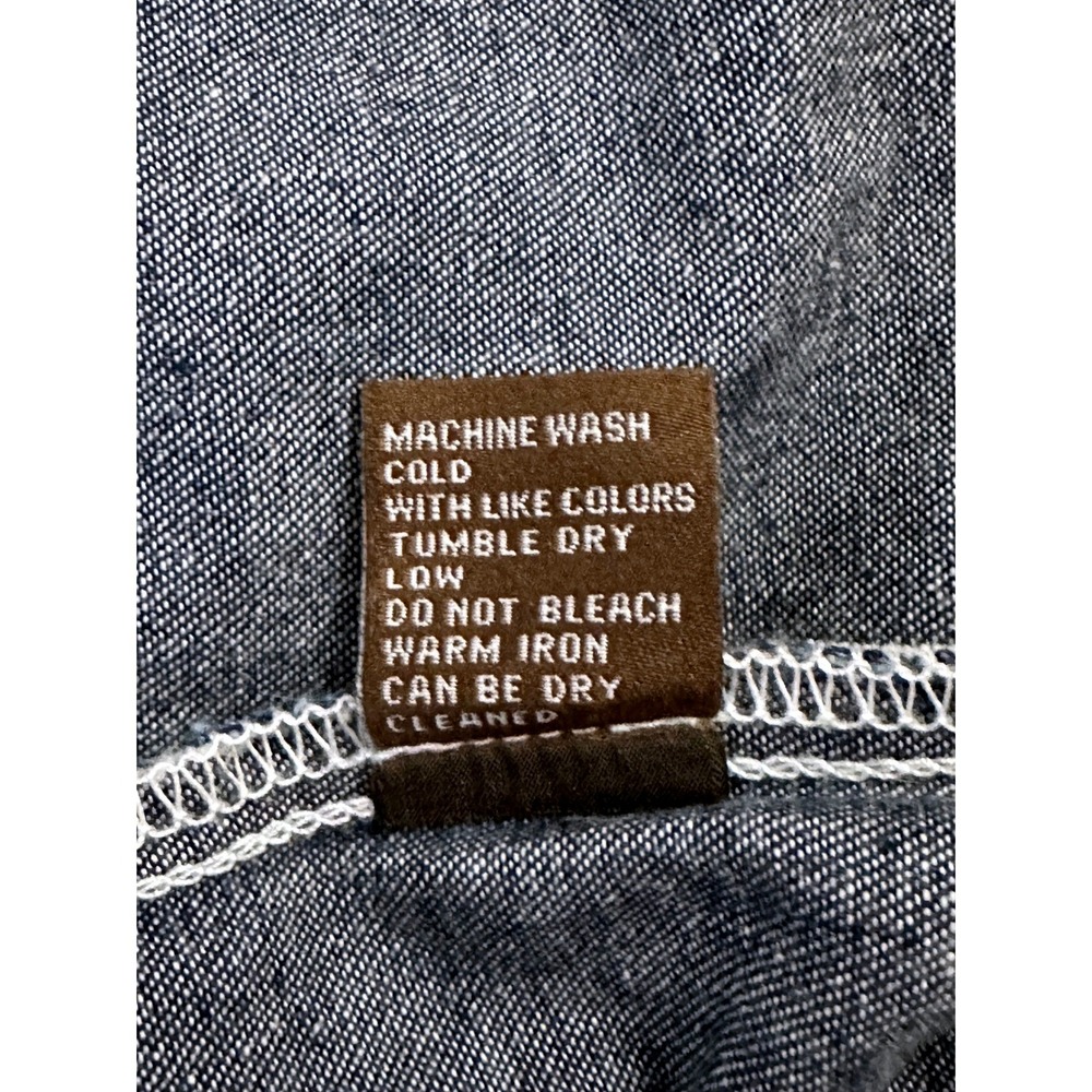 J. McLaughlin Jones Denim Shift Dress Blue Cotton Frayed Hem Short Sleeve Small - Picture 6 of 6